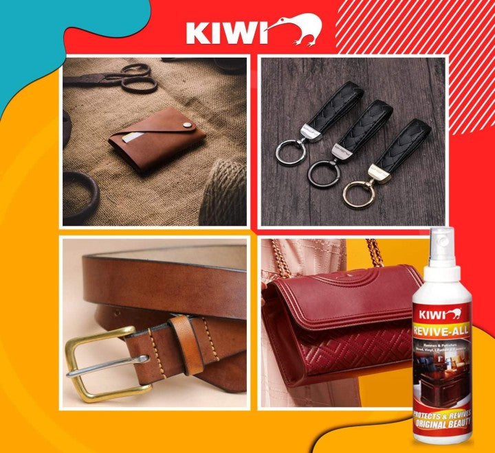 Kiwi Revive All Spray Red Renew & Polish Wood Vinyl & Leather For Car Home and office use 250ML