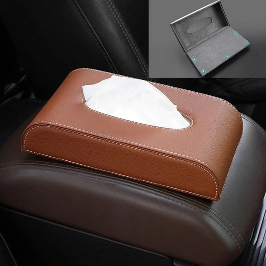 Tissue Box For Car And Office Brown Colur Pu Leather Made Imported