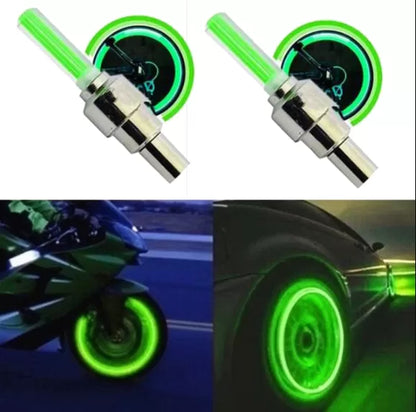 2 Pcs Motion Sensor Universal LED Nozzle Light Cap for Bikes, Cars and Cycle