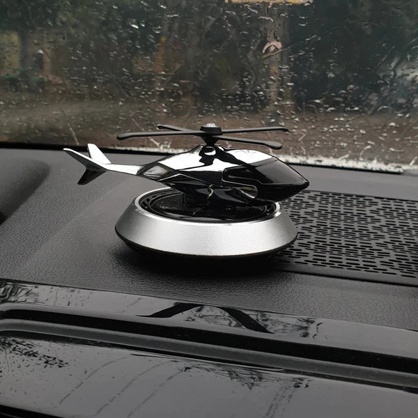 Silver Car Solar Helicopter With Car Fragrance