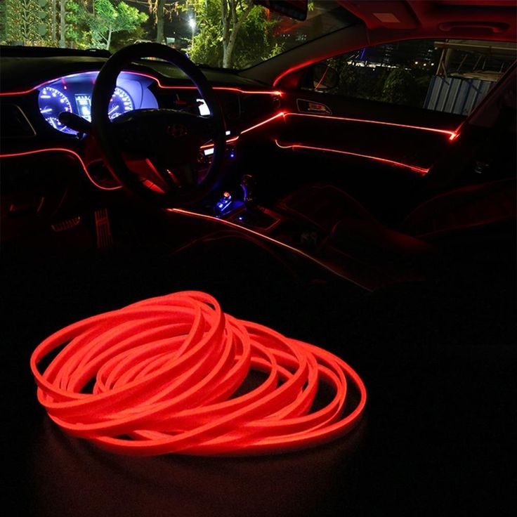 LED Red Neon Light Strip For Car Dashboard Gaps (2 Meters / 6.5 Feet's) Ambient Lights (EL Wire)