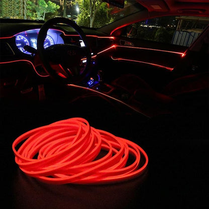 LED Red Neon Light Strip For Car Dashboard Gaps (2 Meters / 6.5 Feet's) Ambient Lights (EL Wire)