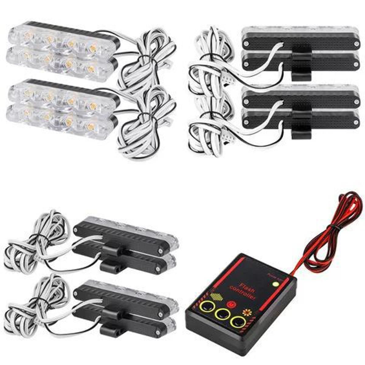 Car Grill Flasher, White Flashers for all car & jeep 4x4, Strobe light - 4 PCs