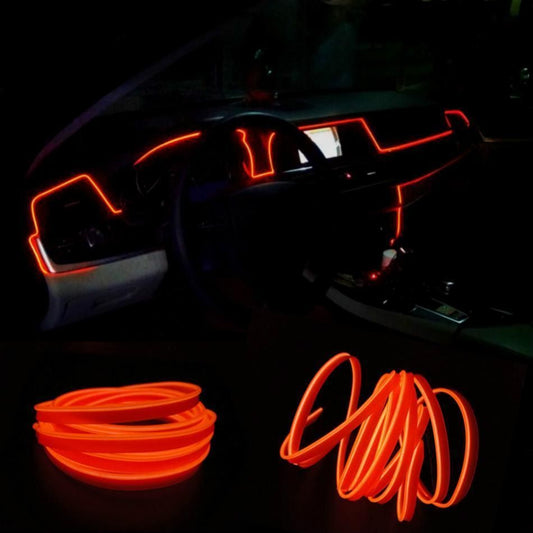 LED Red Neon Light Strip For Car Dashboard Gaps (2 Meters / 6.5 Feet's) Ambient Lights (EL Wire)