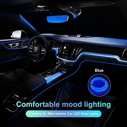 LED Blue Neon Light Strip For Car Dashboard Gaps (2 Meters / 6.5 Feet's) Ambient Lights (EL Wire) Light