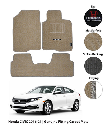 HONDA CIVIC CARPET CAR FLOOR MAT | GENUINE FITTING HIGH QUALITY DIAMOND CARPET SERIES CAR FLOOR MATS