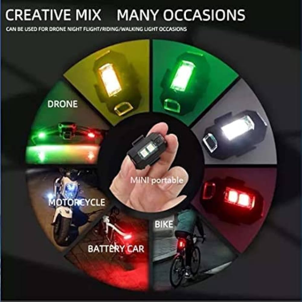 3PCS LED Flasher Light (7 Colors) Strobe LED Lights For Auto Car Drone Bicycle Bike