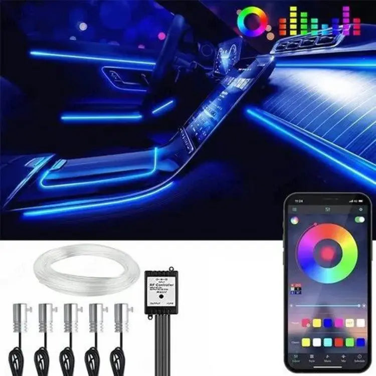 Car Neon Light El Glow Wire Light 6 Meter Multicolor mobile Bluetooth and Remote Operated