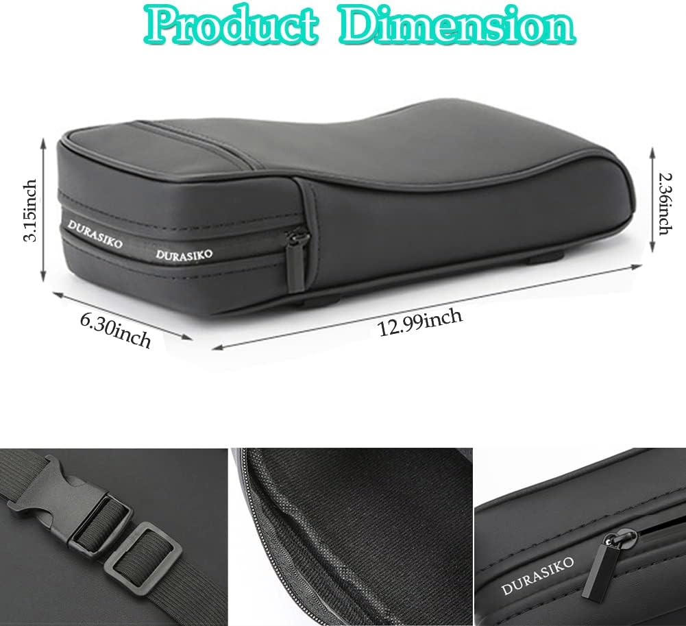 Car Center Console Pad with Tissue Bag at The Back,PU Leather Armrest Cushion,Elbow Rest Pillow, Relieve Arm Fatigue