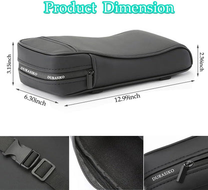 Car Center Console Pad with Tissue Bag at The Back,PU Leather Armrest Cushion,Elbow Rest Pillow, Relieve Arm Fatigue