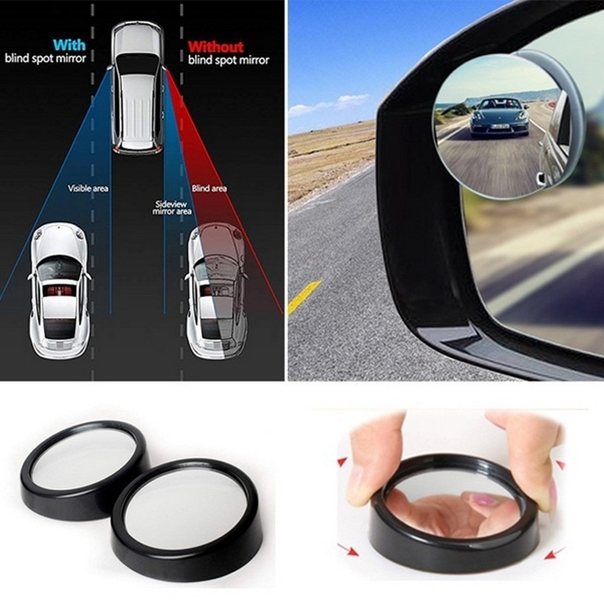 2 Pcs Car Vehicle Blind Spot Mirror