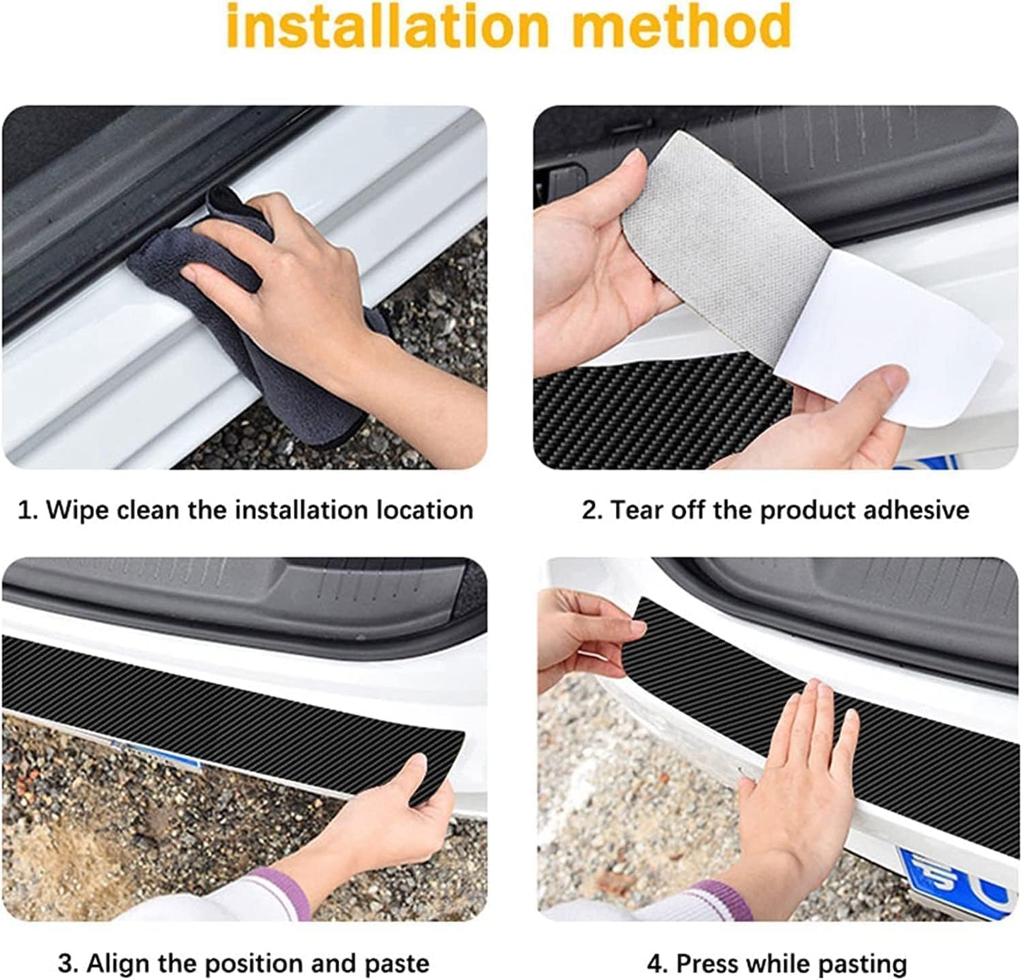 Set of 4 car door sill protectors, for MG3, MG4, EV, MG5, MG6, MG HS, MG Marvel, R, MG ZS, carbon fibre door sill sticker, anti-scratch wear door sill protection.