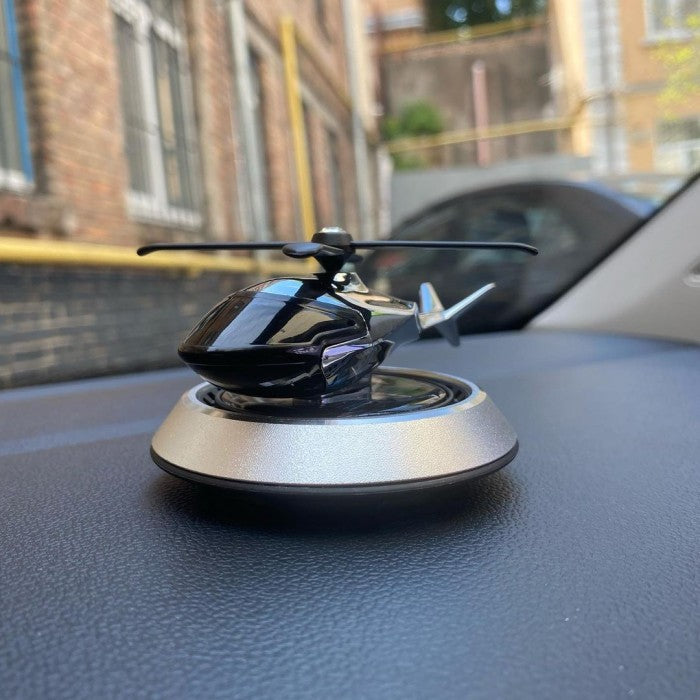 Silver Car Solar Helicopter With Car Fragrance