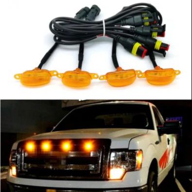 GMC Amber Front Grill Yellow LED Light 4 pcs Set