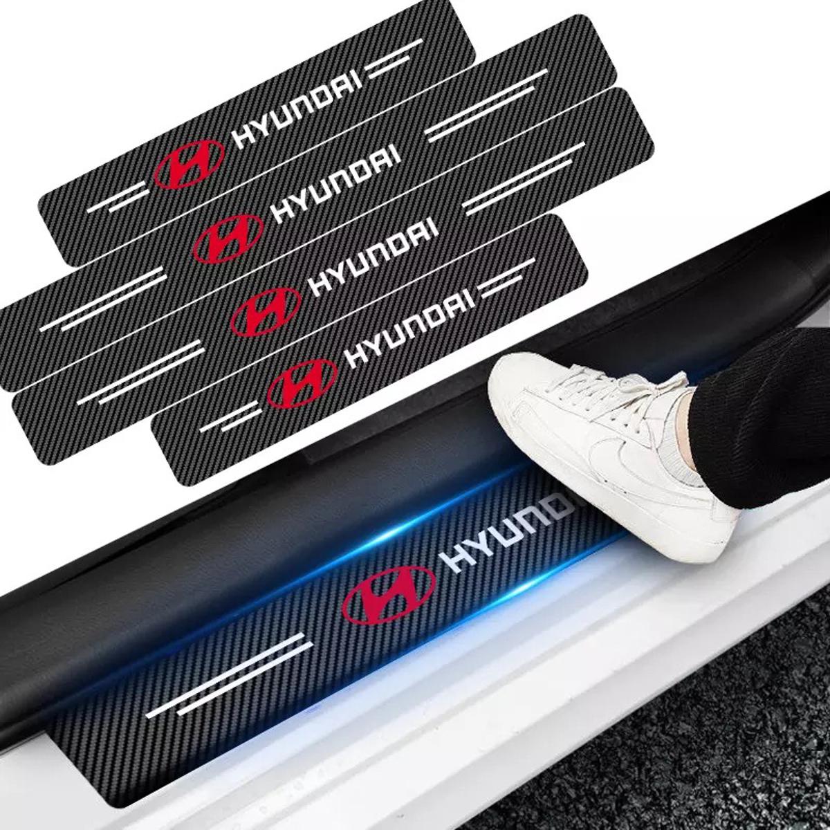 4Pcs Car Door Sill Protector, Scuff Plate Carbon Fiber Protect Door Anti Scratch for Cars (HYUNDAI)..