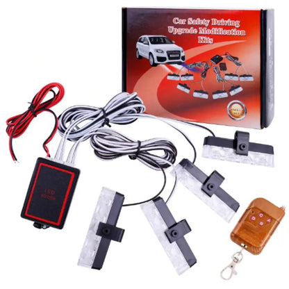 Remote-Controlled White Strobe Flasher Kit for Cars and Jeeps - Set of 4