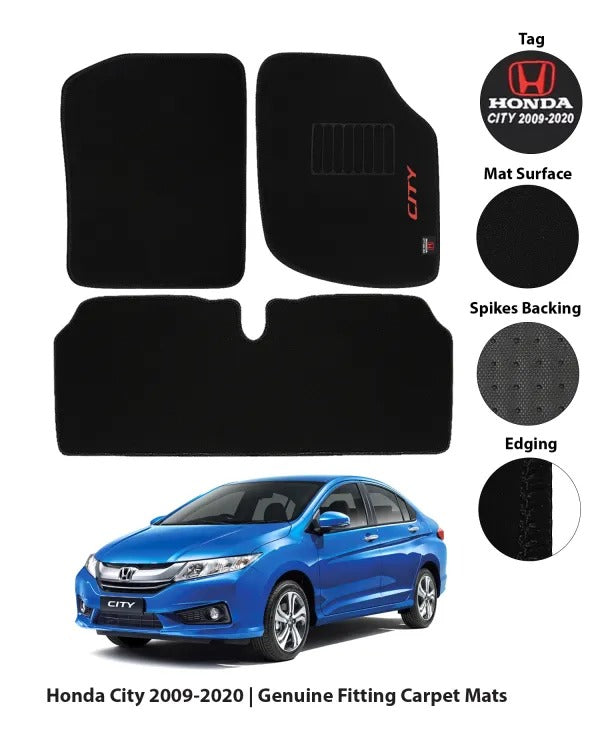 HONDA CITY 2009-2023 CARPET CAR FLOOR MAT | GENUINE FITTING HIGH QUALITY 034 SIDE LOGO SERIES CAR FLOOR MATS