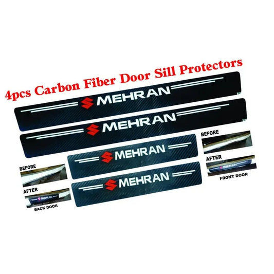 4PCS REFLECTOR Door Sill Protectors Strips For SUZUKI MEHRAN, Carbon FIBER Protector Sticker